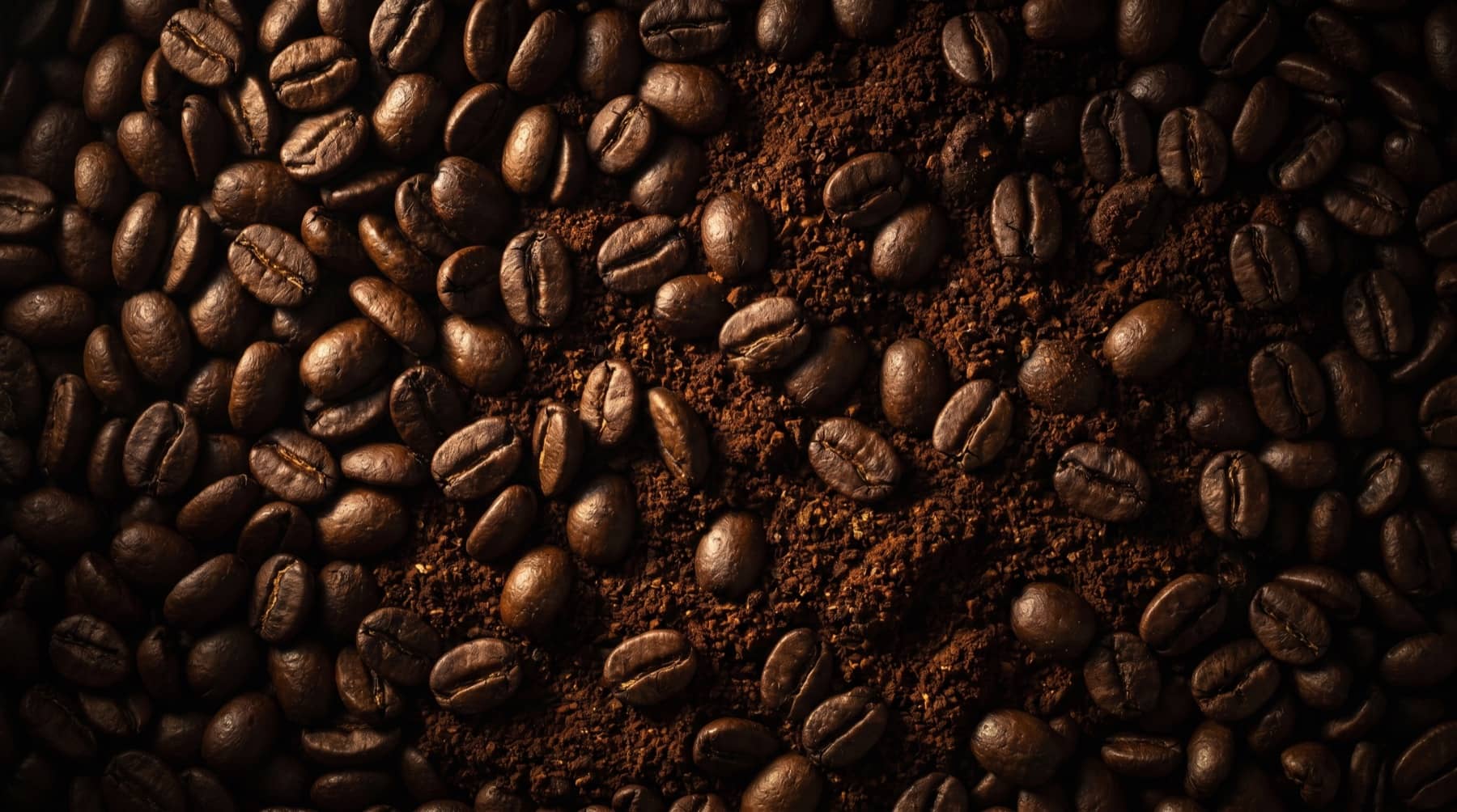 A rich, dark bed of spent coffee grounds